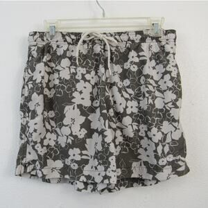 Pacsun Small Men’s Swim Shorts Gray and White Floral Print Hawaiian Swim Trunks